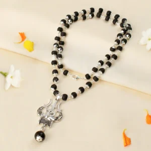 Divine Trishul Damru Karungali Mala with Premium Gold Plating