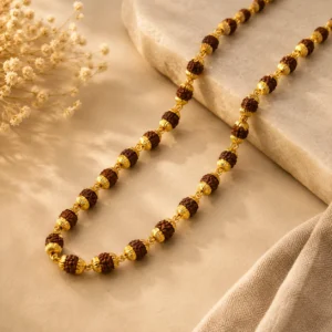 Premium Gold Plated 5 Mukhi Rudraksha Mala with Divine Energy