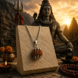 5 Mukhi Rudraksha Silver Pendant with Premium Chain